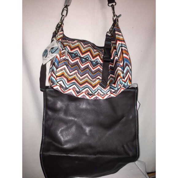 Kalencom New Orleans Diaper Bag Chevron Print & Faux Leather Flap Messenger - Picture 5 of 8